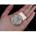 Clip din argint pentru bancnote  decorat cu taler Maria Terezia | manufactură de atelier florentin | cca. 1950