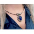 Choker modernist cu pandant din argint și lapis lazuli | Indonezia