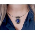 Choker modernist cu pandant din argint și lapis lazuli | Indonezia