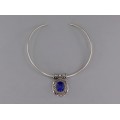 Choker modernist cu pandant din argint și lapis lazuli | Indonezia