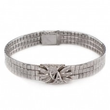 Elegantă brățară vintage stil Art Deco din argint și cristale zirconium | cca. 1950 Elegantă brățară vintage stil Art Deco din argint și cristale zirconium | cca. 1950