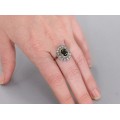 Inel victorian din aur galben 18k decorat cu un safir natural 2 CT și diamante 0,40 CT montate în argint | cca.1900