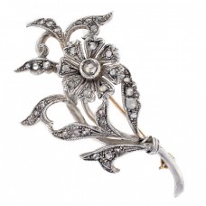 Broșă Art Nouveau din aur galben și diamante naturale 0.80 CT | Franța cca. 1900 - 1910 Broșă Art Nouveau din aur galben și diamante naturale 0.80 CT | Franța cca. 1900 - 1910