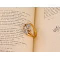 Inel Art Nouveau din aur 18k decorat cu diamant natural 0.12 CT și spinele de sinteză | cca. 1910