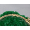 Opulent colier multistrand de pietre naturale & medalion sculptat în jad natural | montură în argint aurit | Italia cca.1990
