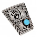 Pandant amerindian pentru cravată Bolo | manufactură în argint & turcoaz natural Sleeping Beauty | artizan Fred Weekoty | Statele Unite