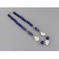 Colier modernist decorat cu lapis lazuli și perle baroce Keshi | Statele Unite anii 2000