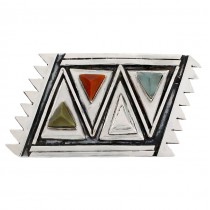 Broșă modernistă americană Pueblo Revival  manufacturată în argint & rașină | Statele Unite cca. 1960 - 1970