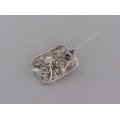 Broșă scandinavă Arts & Crafts din argint decorată cu ametiste, piatra lunii și perlă naturală | atelier Anton Michelsen | cca. 1960