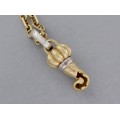 Colier din aur 18 k cu pandant amuletic Chantecler decorat cu diamante naturale | Italia anii 2000