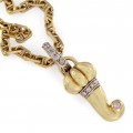 Colier din aur 18 k cu pandant amuletic Chantecler decorat cu diamante naturale | Italia anii 2000