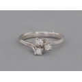 Inel Trilogy din aur alb 18k decorat cu diamante naturale 0.30 CT | atelier Polello | Italia anii 2000