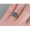 Inel din aur 14 k decorat cu un spectaculos Opal Negru Australian | atelier ArtAntik Gallery 2022