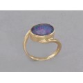 Inel din aur 14 k decorat cu un spectaculos Opal Negru Australian | atelier ArtAntik Gallery 2022