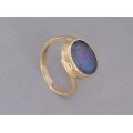 Inel din aur 14 k decorat cu un spectaculos Opal Negru Australian | atelier ArtAntik Gallery 2022