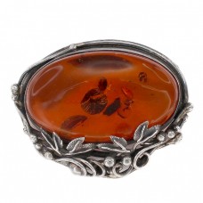 Broșă vintage în stil Art Nouveau din argint decorată cu un remarcabil chihlimbar baltic natural | Polonia Broșă vintage în stil Art Nouveau din argint decorată cu un remarcabil chihlimbar baltic natural | Polonia