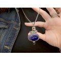 Colier balinez din argint cu pandant statement decorat lapis-lazuli, cuarț fumuriu, granat și perlă neagră Keshi | atelier Suarti | Indonezia