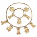 Set de bijuterii statement din argint aurit accesorizat cu charmuri iepurași și ursuleți | Italia cca. 1990 - 2000