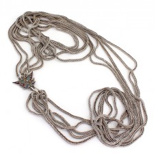 Impresionant colier etnic indian multi-strand Rani Haar din argint împletit și emailat | Himachal Pradesh - India Impresionant colier etnic indian multi-strand Rani Haar din argint împletit și emailat | Himachal Pradesh - India