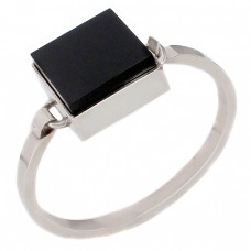 Brățară bangle retromodernistă din argint decorată cu anturaj de plexiglass negru | Franța cca.1980 Brățară bangle retromodernistă din argint decorată cu anturaj de plexiglass negru | Franța cca.1980