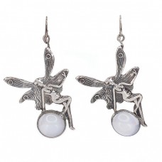 Cercei statement de inspirație Art Nouveau din argint și opalină iridescentă  Cercei statement de inspirație Art Nouveau din argint și opalină iridescentă