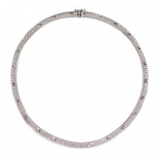 Elegant colier mesh din argint gravat și rodinat | Germania cca. 1960 - 1970 Elegant colier mesh din argint gravat și rodinat | Germania cca. 1960 - 1970