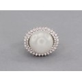 Spectaculos inel cocktail decorat cu perlă Majorica și cristale zirconium | Spania