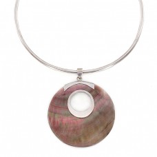 Choker din argint accesorizat cu un impresionant pandant decorat cu sidef de scoică Paua  Choker din argint accesorizat cu un impresionant pandant decorat cu sidef de scoică Paua