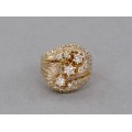 Inel statement mid-century din aur 14k decorat cu o suită de diamante naturale 1.2 CT | cca. 1960 - 1970