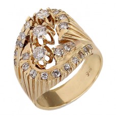 Inel statement mid-century din aur 14k decorat cu o suită de diamante naturale 1.2 CT | cca. 1960 - 1970 Inel statement mid-century din aur 14k decorat cu o suită de diamante naturale 1.2 CT | cca. 1960 - 1970
