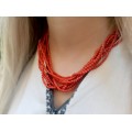 Colier multi-strand de coral roșu natural de Sardinia | atelier Jolly Bijoux | Italia cca. 1970 - 1980