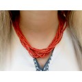 Colier multi-strand de coral roșu natural de Sardinia | atelier Jolly Bijoux | Italia cca. 1970 - 1980