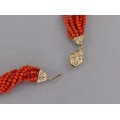 Colier multi-strand de coral roșu natural de Sardinia | atelier Jolly Bijoux | Italia cca. 1970 - 1980