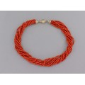 Colier multi-strand de coral roșu natural de Sardinia | atelier Jolly Bijoux | Italia cca. 1970 - 1980