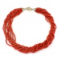 Colier multi-strand de coral roșu natural de Sardinia | atelier Jolly Bijoux | Italia cca. 1970 - 1980