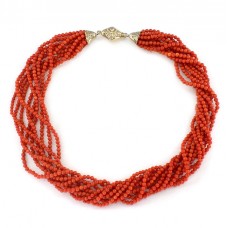 Colier multi-strand de coral roșu natural de Sardinia | atelier Jolly Bijoux | Italia cca. 1970 - 1980 Colier multi-strand de coral roșu natural de Sardinia | atelier Jolly Bijoux | Italia cca. 1970 - 1980