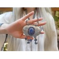 Colier Chain d'ancre accesorizat cu o impresionată amuletă indiană manufacturat în argint decorat cu lapis lazului 