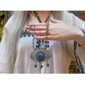 Colier Chain d'ancre accesorizat cu o impresionată amuletă indiană manufacturat în argint decorat cu lapis lazului 