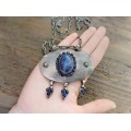 Colier Chain d'ancre accesorizat cu o impresionată amuletă indiană manufacturat în argint decorat cu lapis lazului 