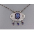 Colier Chain d'ancre accesorizat cu o impresionată amuletă indiană manufacturat în argint decorat cu lapis lazului 