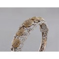 Brățară bangle din argint decorată cu broaște țestoase | accente aurite | cca. 1990 - 2000