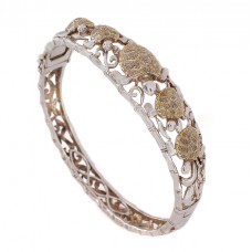 Brățară bangle din argint decorată cu broaște țestoase | accente aurite | cca. 1990 - 2000 Brățară bangle din argint decorată cu broaște țestoase | accente aurite | cca. 1990 - 2000