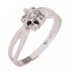 Inel de logodnă din aur alb 14 k decorat cu diamante naturale 0.31 CT | Germania cca. 1950 - 1970 Inel de logodnă din aur alb 14 k decorat cu diamante naturale 0.31 CT | Germania cca. 1950 - 1970
