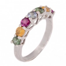 Inel Riviere din argint decorat cu o bogată suită de pietre naturale | granate, peridot, citrin, topaz albastru Inel Riviere din argint decorat cu o bogată suită de pietre naturale | granate, peridot, citrin, topaz albastru