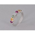 Inel Riviere din argint decorat cu o bogată suită de pietre naturale | granate, peridot, citrin, topaz albastru