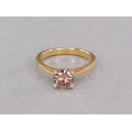 Inel solitaire din aur 18 k decorat cu diamant natural Fancy Vivid Brown 0.85 CT