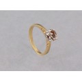 Inel solitaire din aur 18 k decorat cu diamant natural Fancy Vivid Brown 0.85 CT