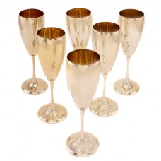 Serviciu format din 6 flute de argint pentru servirea șampaniei | atelier Rino Greggio | Italia cca, 1970 -1980