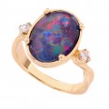 Inel din aur 14 k decorat cu un spectaculos Opal natural australian și diamante naturale | atelier ArtAntik Gallery 2022
