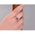 Inel Toi Et Moi din aur roz 18k și platină decorat cu un rubin natural 0.50 ct & diamante naturale 0.82 ct